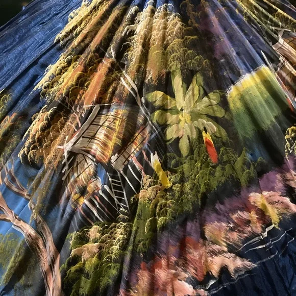 Silk Thai blue parasol/umbrella - Picture 5 of 16